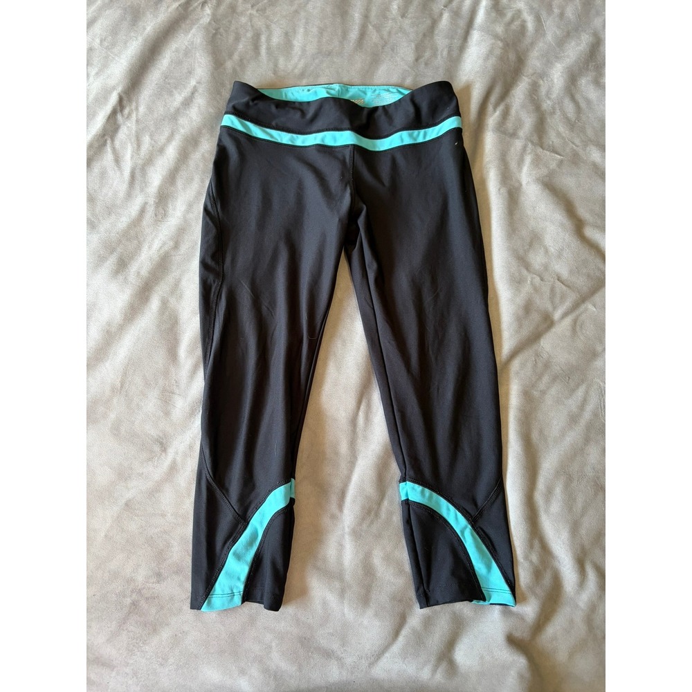 Avia Womens Black Teal Capri Leggings Activewear Workout Pants RH5W094 Size M